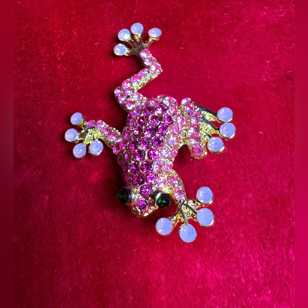 Brooch Pin Rhinestone Frog Adorable Cute Colorful Animal 🐸